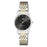 Shop for Q&Q QA57J402Y ladies gift watch in black analog dial & two tone stainless steel chain with water resistance.